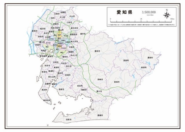 P5愛知県 高速道路 K Aichi P5 楽地図 日本全国の白地図ショップ