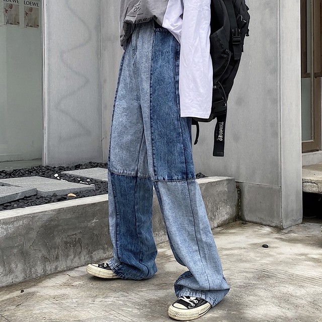 ストリート ジーンズ 韓国ファッション レトロ ルーズ パンツ ズボン スタイル Deshon