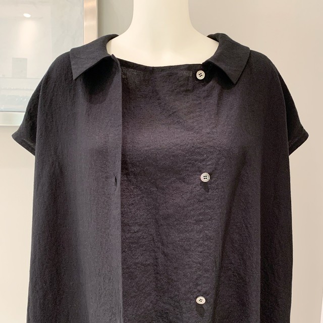 Nooy ヌーイ リネンダブルドレス Nop04ss21 フレンチスリーブ リネンワンピース 麻ワンピース ブラック Selettivo Online Shop