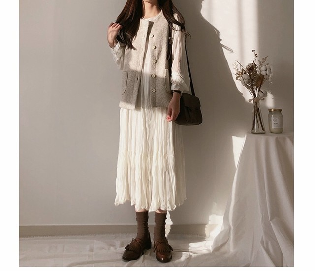 即発送 春夏 クリンクル フレア ワンピース ミモレ ロング J Marmie Vintage Select