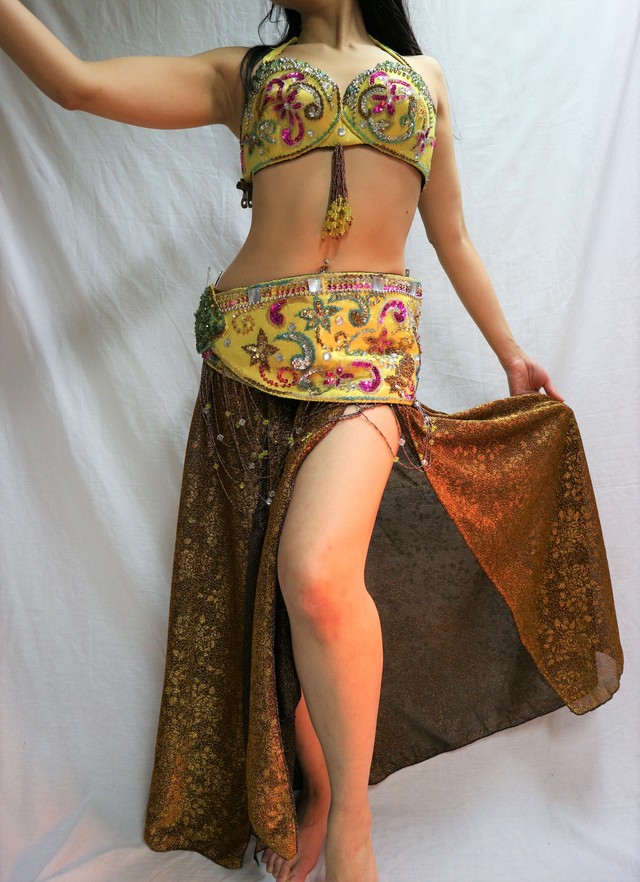ベリーダンス衣装 ターキッシュスタイル イエロー ゴールド Shamirajapan