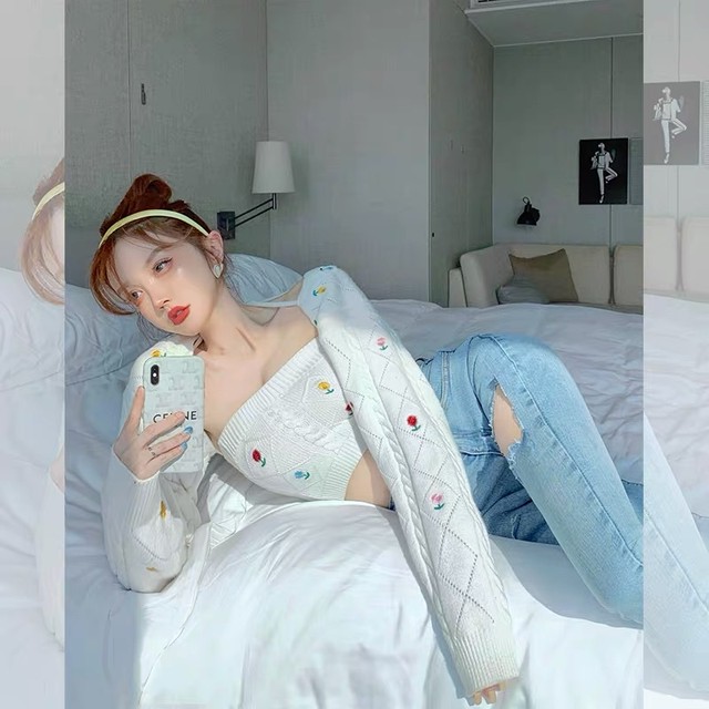 embroidery short cardigan 2peace