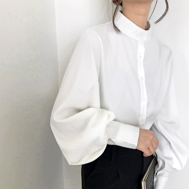 ランタンスリーブスタンドカラーシャツ【lantern sleeve stand color shirt】