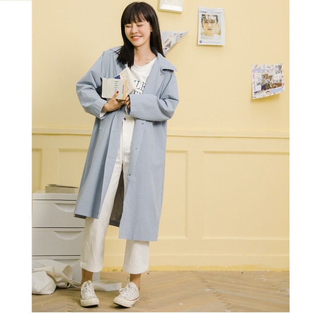 スプリングコート レディース トレンチコート ロングコート レディース コート 春 ライトアウター ベージュ ブルー カジュアル Rightsight