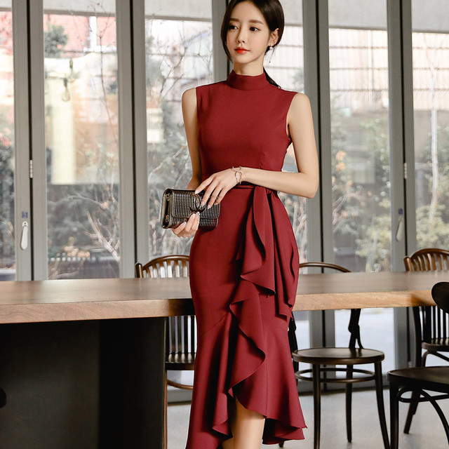 取り寄せ品 動きのあるフリルがエレガント ドレッシー ミモレ丈 ワンピース Lavenderlane Fashion Shop