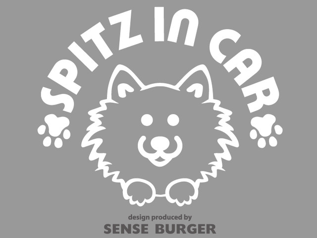 Spitz In Car スピッツ 犬 Dog In Car スピッツインカー 車に貼り付け シール ステッカー デカール 白 ホワイト Stiwhi Sense Burger