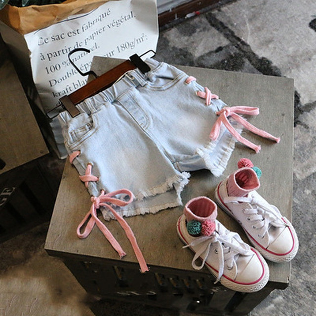 ショート パンツ デニム サイド クロス リボン 可愛い カジュアル 女の子 キッズ 夏 Bn1 Berceau Select Shop ベルソー セレクトショップ キッズ 親子ペアetc