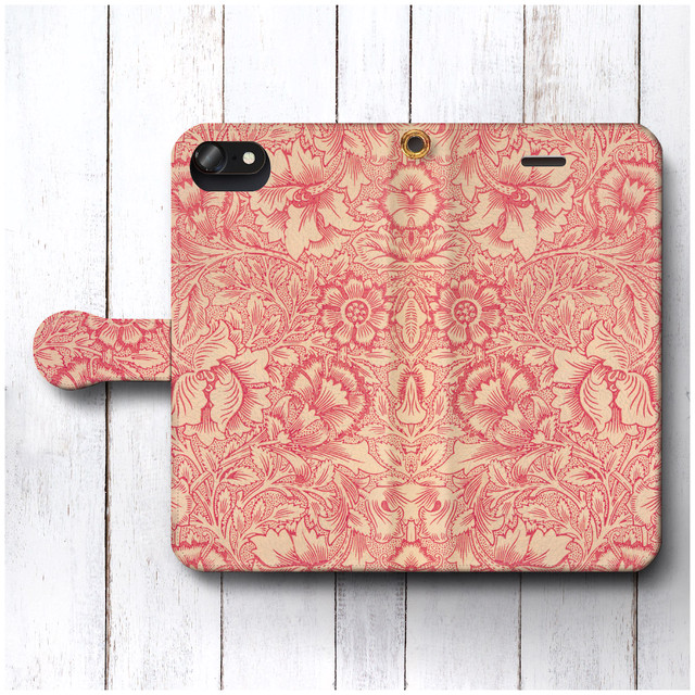 Iphone7 ケース Iphone8 スマホケース 手帳型 絵画 レトロ 全機種対応 ケース 人気 ケース 丈夫 耐衝撃 ウィリアム モリス なでしことひなげし 個性派スマホケース Naturemate