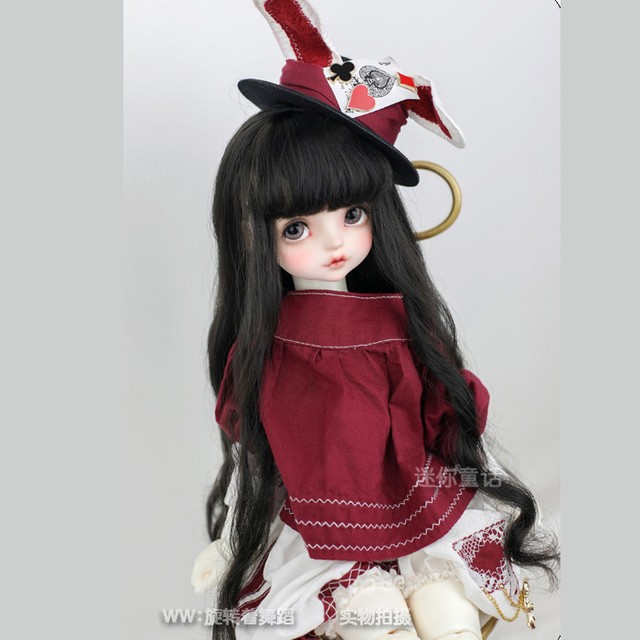 Bjd用ウィッグロングパーマ ベージュ ブラック 人口モヘア Blythe 小顔sd Msd 幼sd 8分サイズ用ドールウイッグ Mini Btgarden