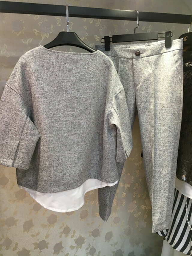 カットソー レディース 7分袖 無地 白 セットアップ 体型カバー カジュアル きれいめ オフィス 通勤 スラックス 春 Yi772 Valentina210