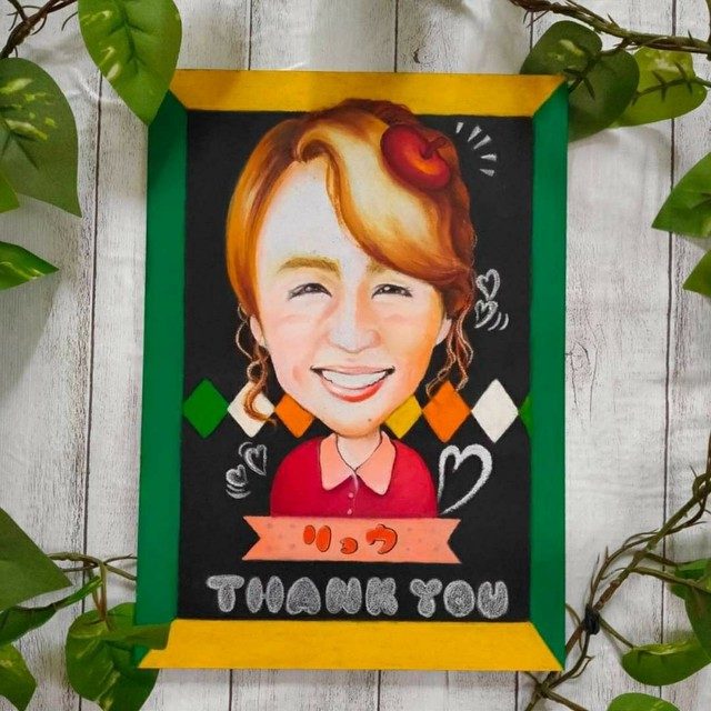 描き方動画 チョークアートで描く似顔絵 黒板専科のb Labo