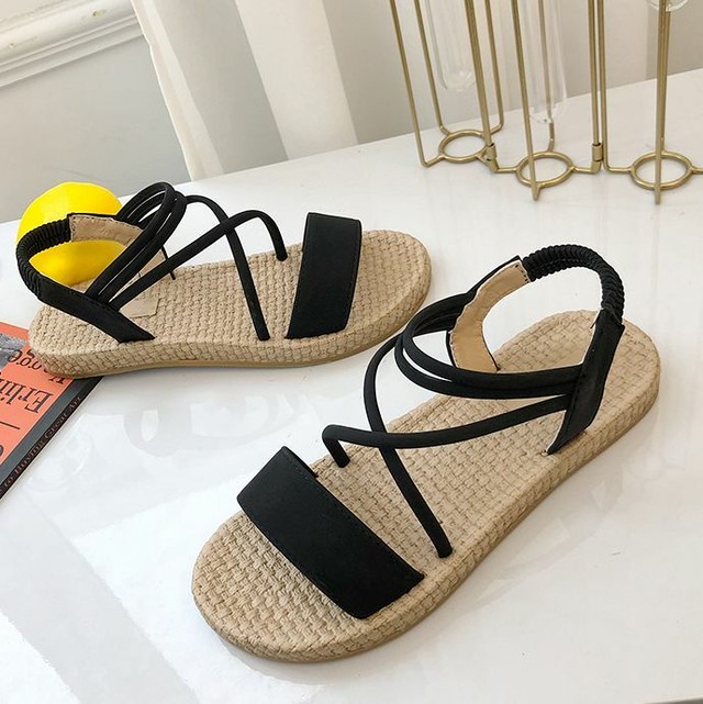 レースアップサンダル シンプル フラットサンダル フラットシューズ レディース サンダル 靴 シューズ ビーチサンダル 大きいサイズ ブラック 黒 ベージュ 海 お出かけ オープントゥ ローヒール 無地 Sea Sign Post