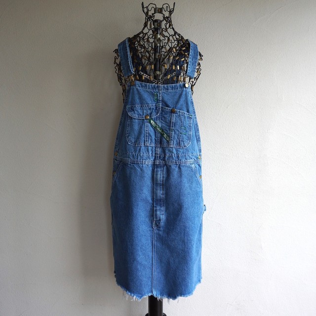 1990 S Usa製 Key デニムサロペットドレス オーバーオールリメイク ブルー 表記 W34 ワンピース ヴィンテージ Magnolia Webstore
