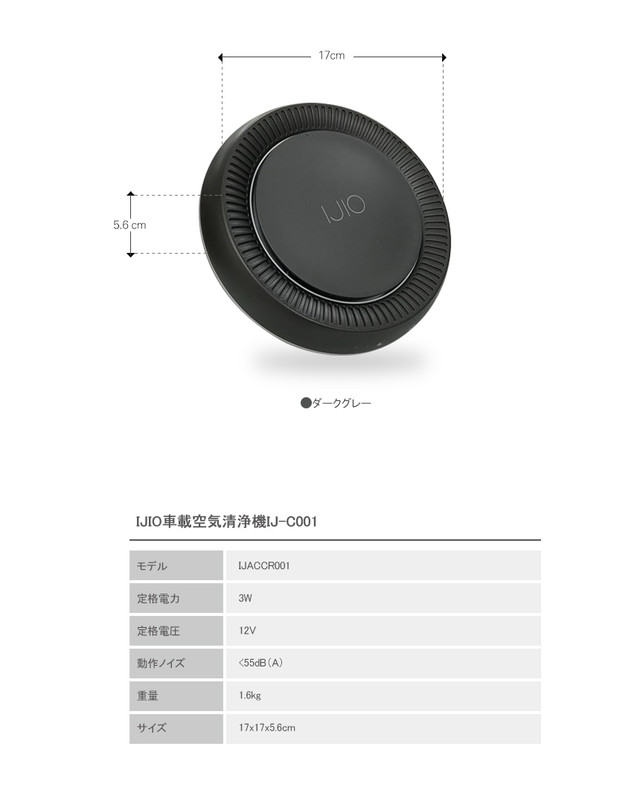 Ijio アイジオ 車載 空気清浄機 車用 車 ウイルス対策 C 1 除菌 コンパクト 小型 マイナス イオン 花粉症 Hepa 東レ フィルター 花粉症対策 小型 おしゃれ おすすめ シガーソケット タバコ 消臭 快適 Moaijapan