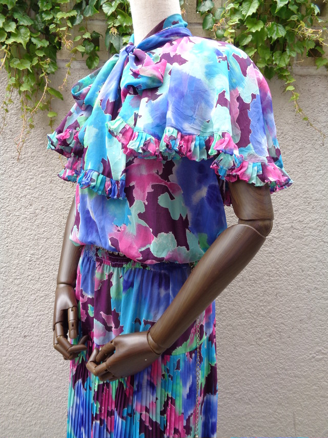 80s Susan Fries Cape Collar Dress スーザン フレイス ケープカラー ワンピース Little Trip To Heaven