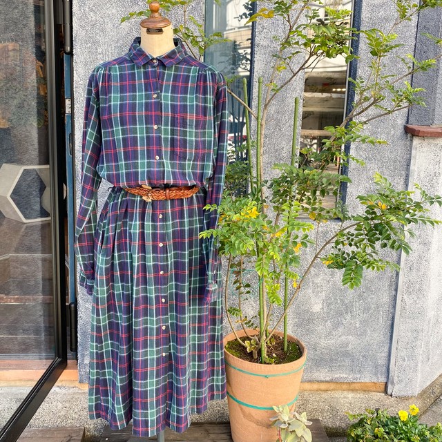 80 S L L Bean エルエルビーン フランネルシャツワンピース Usa製 レディース古着屋 Kalanchoe カランコエ Used Vintage