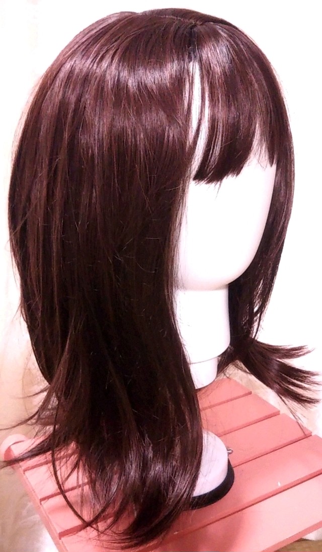 フルウィッグ 可愛い前髪セミロング ダークブラウン ぱっちんカチューシャのvortex