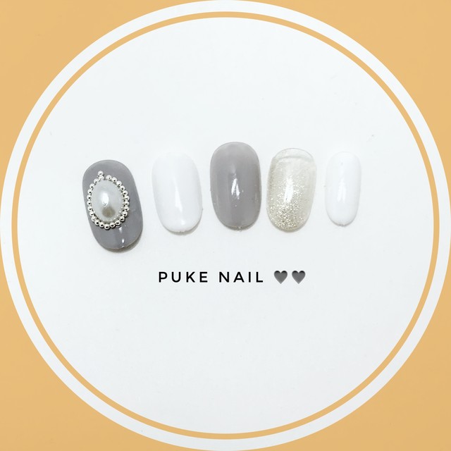 パール グレイ 白 ネイルチップ つけ爪 ネイルチップ つけ爪 購入ならpuke Nail