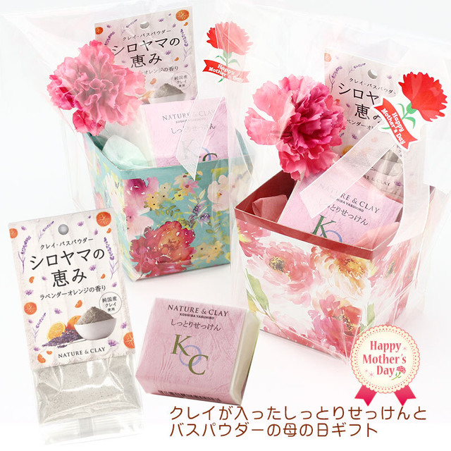 母の日ギフト 美容を気遣うお母さんへスキンケアセット Nature Clay 品質安定剤 防腐剤 合成香料等無添加石けん