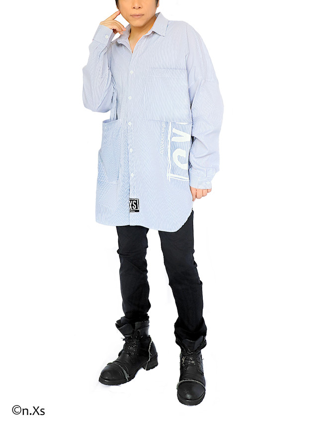リラックスフィットシャツ ペンシルストライプ WHITE