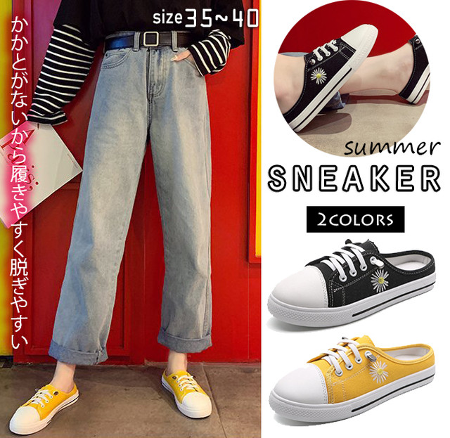 新作 キャンバス かかとなし スニーカー デイリーシューズ 美脚 軽量 バランス 通気性 022 ｂ ｂ