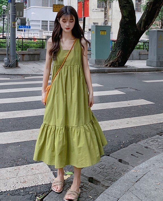 ワンピース 春夏 ノースリーブ ロング丈 レディース Aライン ふんわり ゆったり ガーリー フレアスカート プチプラ Ab1763 Valentina210