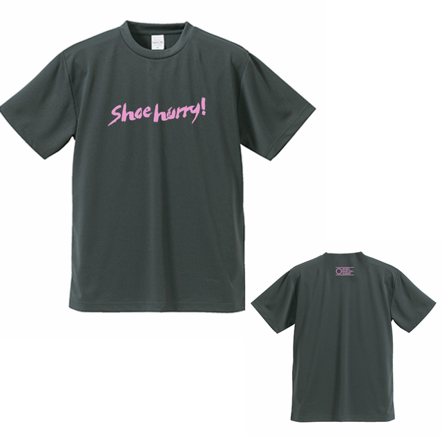【限定】SHOEHURRY! DRY T-SHIRTS|ドライTシャツ(ダークグレー/ピンク)