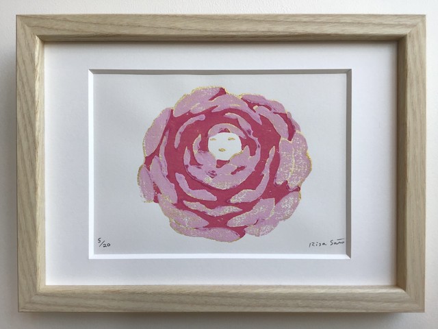 さとうりさ 木版画作品「花こはち」