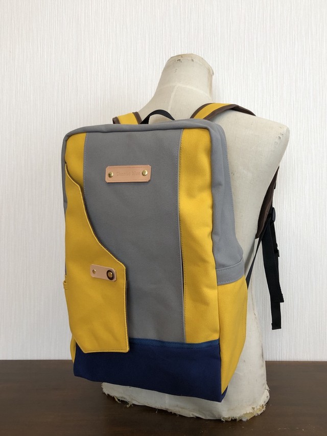 受注生産 新型リュック イエロー グレー カバン屋chaoticblue
