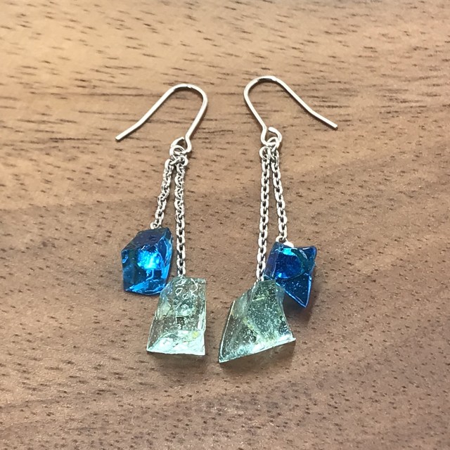 花飴ガラスピアス ラムネ味 006 Boojum ブージャム ガラス工場