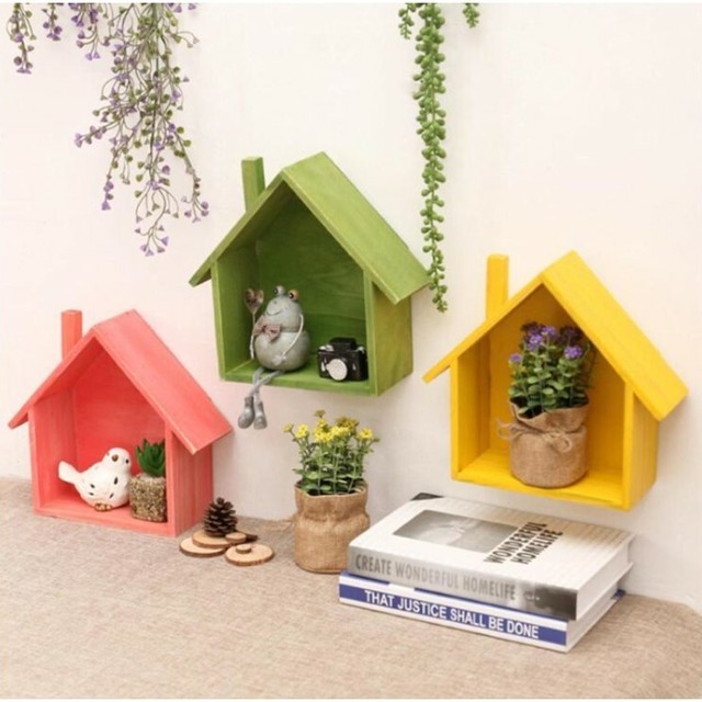 Sr ウォールシェルフ 北欧 おうち 木製 かわいい 壁 収納 インテリア ホワイト ピンク イエロー ブルー ブラウン Coloring Life