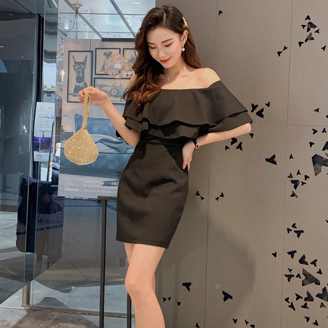 オフショルダー ２カラー ブラック ワインレッド 韓国 ワンピース ミニ丈 オルチャン ミニ ワンピース セクシー ワンピース ミニ タイト セクシー パーティー キャバドレス C418 Ayaland Caba 韓国 オルチャン キャバドレスショップ