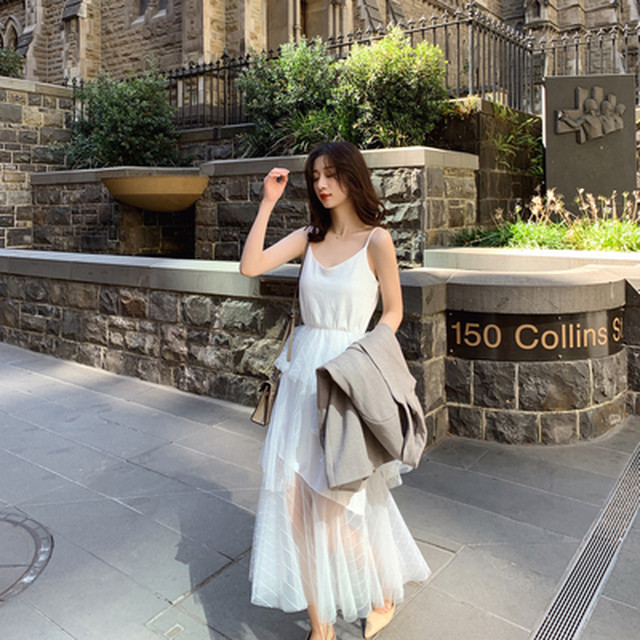 ホワイト 白 ワンピース キャミワンピ サマードレス キャミソール ロング丈 スリーブレス Fa 0 Dress Sugar Moon