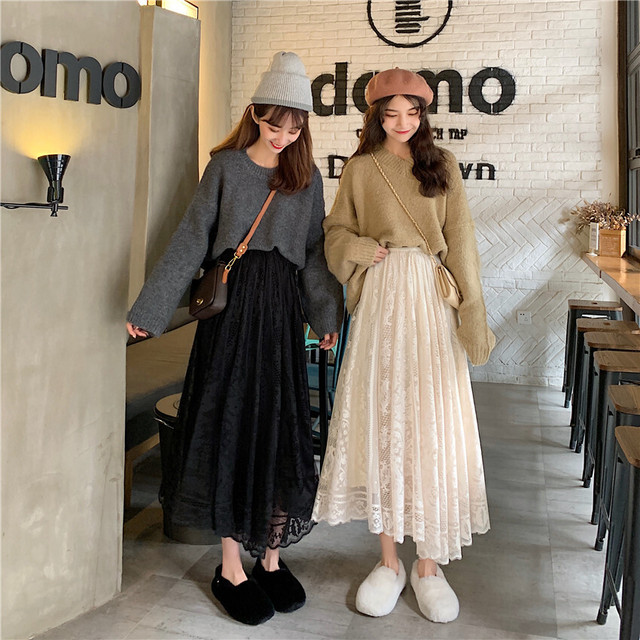 503 ロマンティックな雰囲気の総レースロングギャザースカート アプリコット 海外のプチプラきれいめカジュアルレディースファッション Pakaian Lucu 海外のプチプラきれいめカジュアルレディースファッション Pakaian Lucu