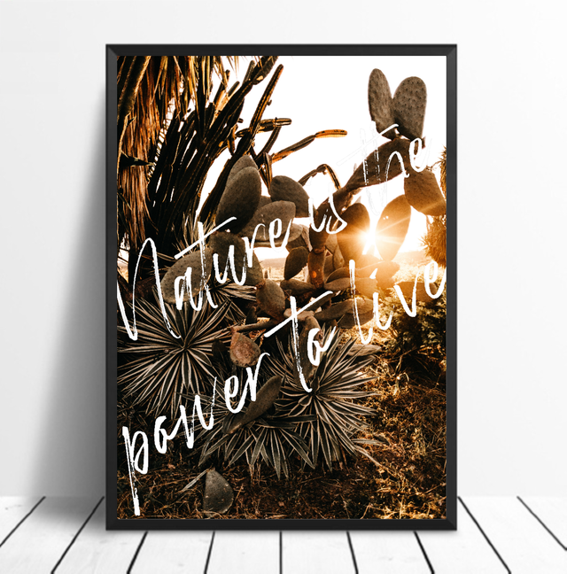 英文 自然は生きる力になる 植物のデザインが可愛いインテリアポスター C S Handmade Poster