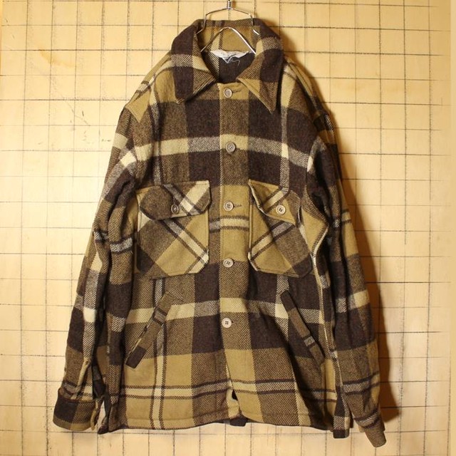 70s 80s Usa製 Woolrich ウールリッチ チェック ウール ジャケット メンズm相当 ブラウン アウトドア 古着 aw31 古着屋ataco Garage