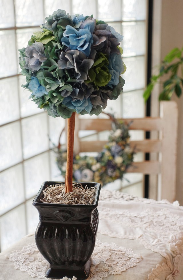 受注販売 紫陽花 Simpleトピアリーm ブルー Decofleur Blees