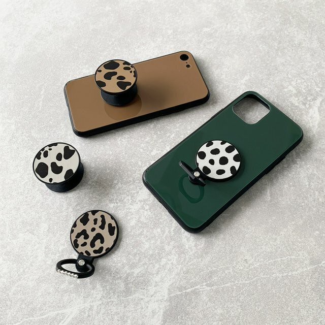 アニマル柄スマホリングorスマホグリップ お好きなタイプをお選びいただけます レオパード柄 カウ柄 ダルメシアン柄 ラインストーン スワロフスキー Babyselect