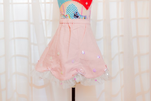 貝殻のレーススカート ピンク J