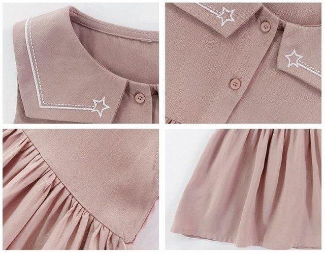 子供服 女の子 ワンピース かわいい セーラーカラー ノースリーブ ギャザースカート シャツワンピース 夏ワンピ 韓国 幼児服 キッズ服 春 夏 新作 春服 夏服 Sale 子供服 女の子 ワンピース Leaflower 001 リーフラワー レディースファッション専門店