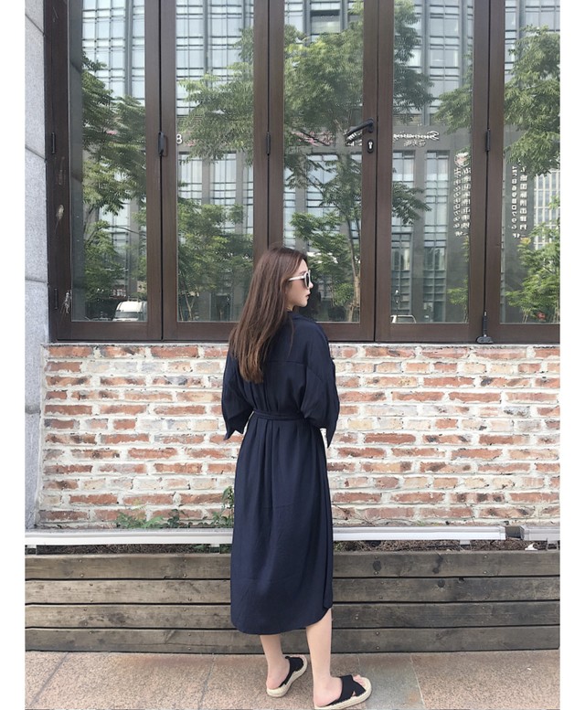 お取り寄せ商品 ワンピース アウター 2way シャツワンピ リボン 5分丈 レディース 夏 春 秋 韓国 Candy Melts