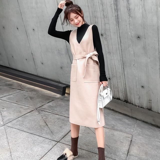 ワンピース大きいサイズ ワンピース ウエストリボン Vラインワンピース 韓国デザイン 韓国ファッション オルチャン 春服 春 新作 春新作 新作 ワンピース Leaflower 001 リーフラワー レディースファッション専門店