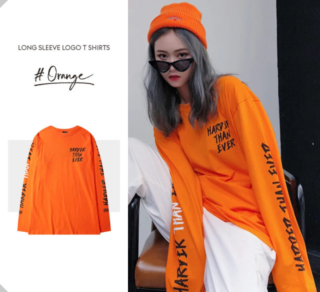 ロングtシャツ ロングスリーブ ダンス 双子コーデ おそろコーデ ロンt オルチャン ストリート 系 Fashionnshop