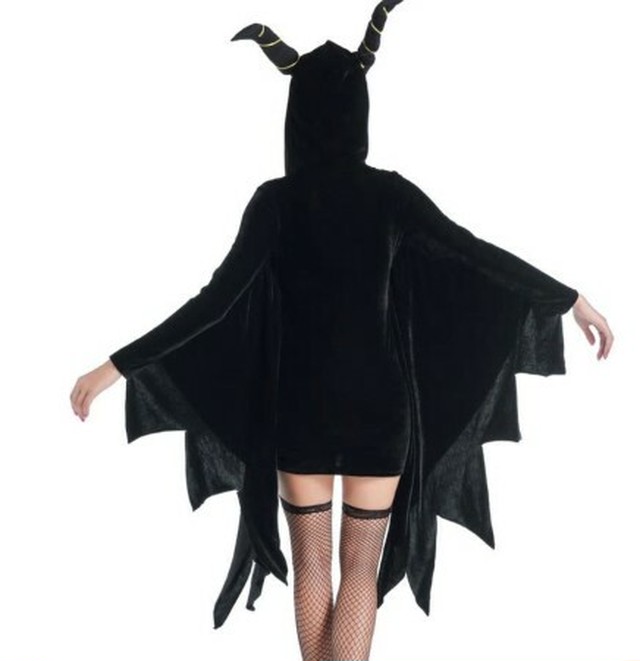 A 145 魔女 悪魔 コウモリ 大きいサイズ セクシー Sm 衣装 ワンピースドレス コスチューム ハロウィン ハロウィーン 大人 レディース 仮装 女性用 クラブ 余興 Halloween パーティー ハロウィン コスプレ イベント 送料無料 Coacosplay