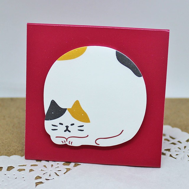 スタンドスティックマーカー 日本ねこ スタンド付箋 メモ帳 猫雑貨 ネコ キュート 肉球雑貨ホワイトアンドピーチ