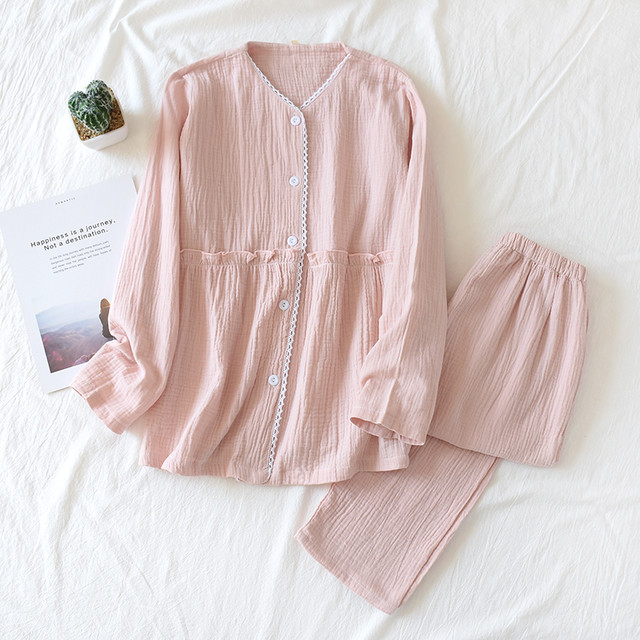 ガーゼ パジャマ レディース ルームウェア 長袖 部屋着 セットアップ 2点セット 寝間着 秋 冬 寝巻き 上下セット 前開き 快適 大きいサイズ 2重 ガーゼ 綿100 N258 Select Shop Shoushou