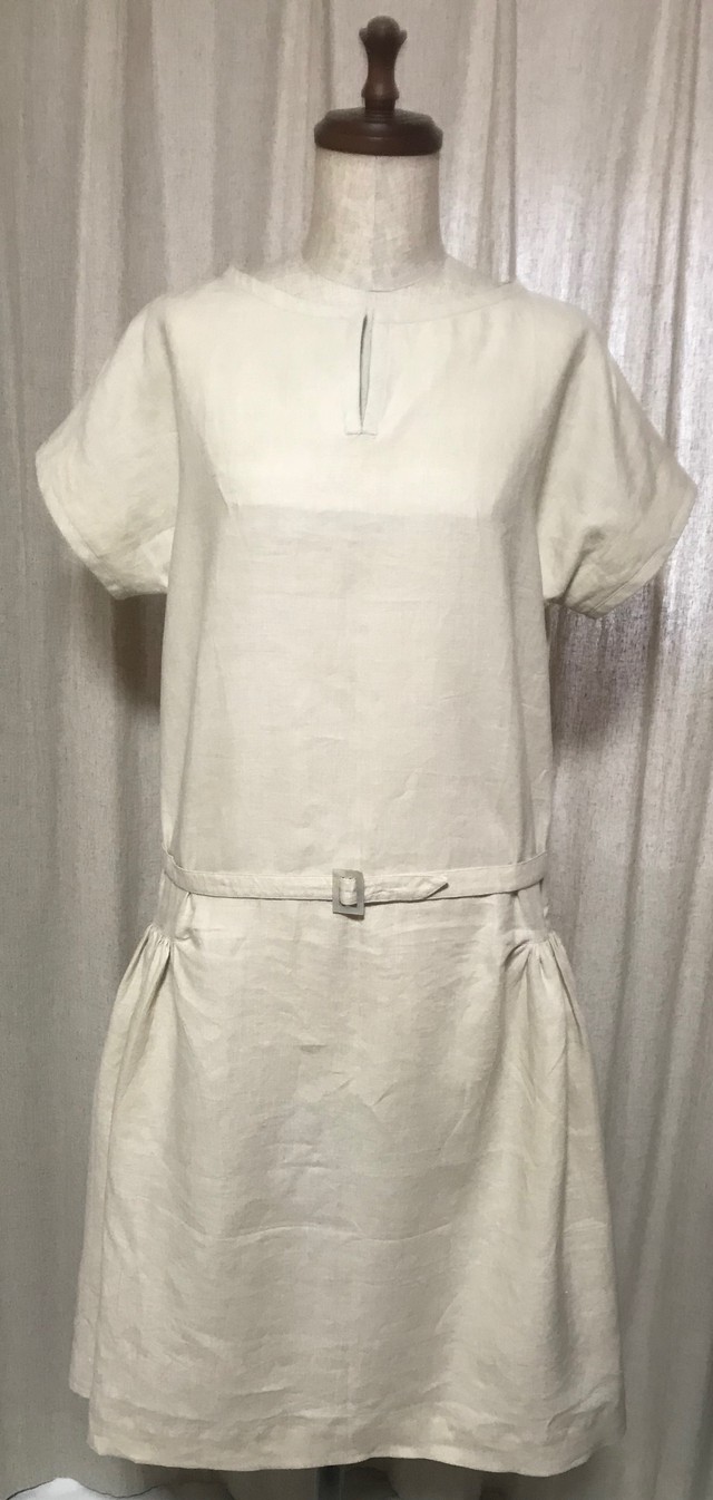 復刻 19年代 リネン ワンピース ドロップウエスト ベージュ ヴィンテージ El Dorado Vintage