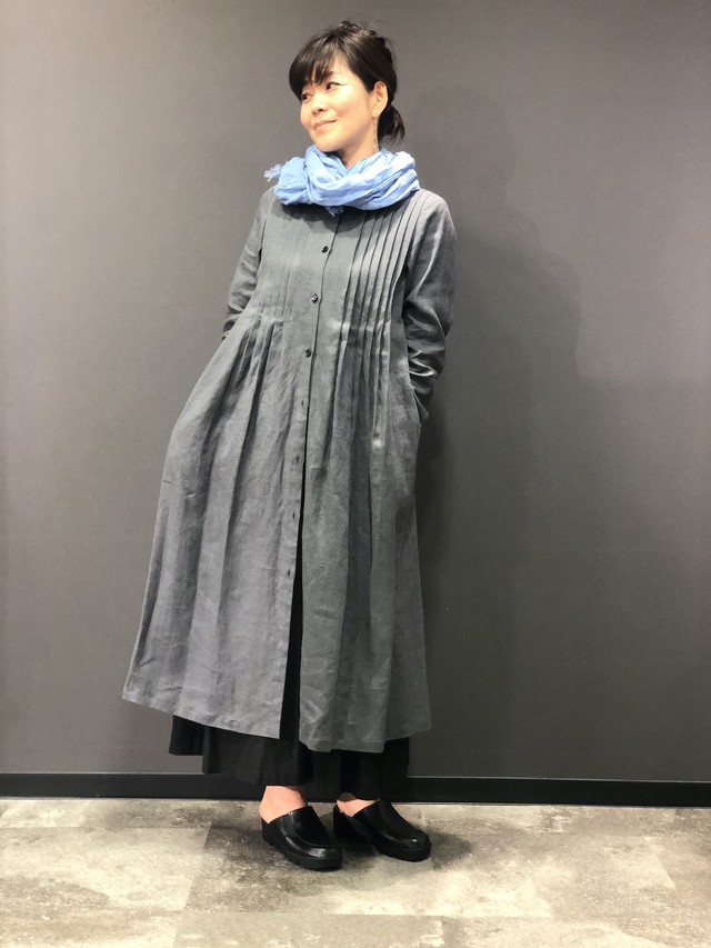 リネンピンタックワンピース D 0901 グレー Little Lithuania