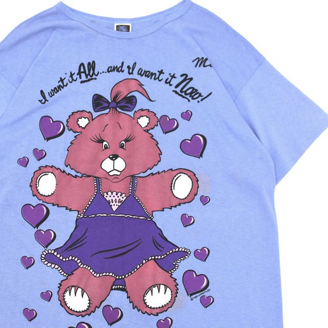 90's vintage cute bear print T one-peace