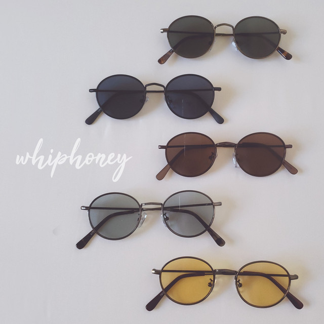 送料無料 オーバルボストンクラシックメタルフレームグリーンスモーク サングラス メガネ Whiphoney サングラス Eyewear